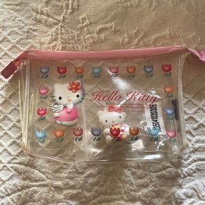 Sanrio Hello Kitty clear plastic travel bag & Hello Kitty Toothbrush Travel Cap